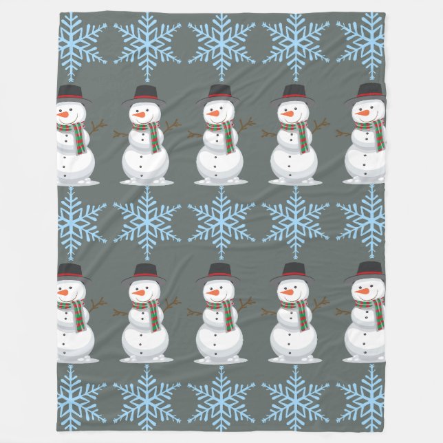 Feierlicher Schneemann Fleecedecke (Vorderseite)