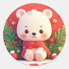 Feierlicher Teddybär mit Geschenken und Weihnachts Runder Aufkleber
