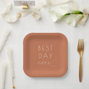 Feierlicher Terrakotta-Minimalist-Hochzeitsteller Pappteller