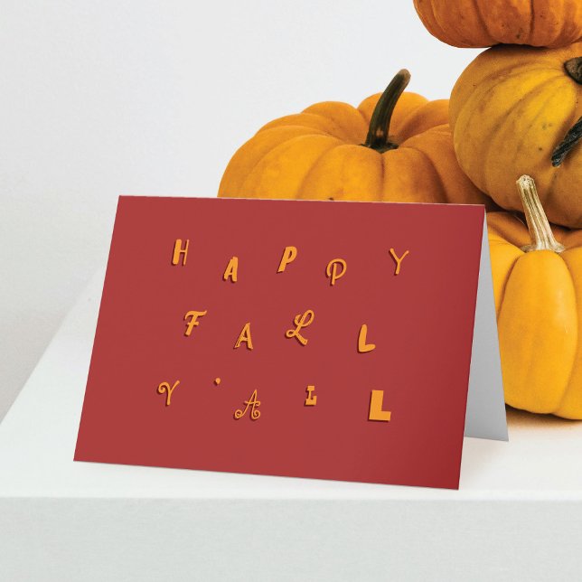 Feierlicher Typ Roter glücklicher Fall Y'all gekla Karte (Von Creator hochgeladen)