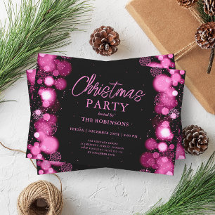 Feierlicher Urlaub Weihnachten Heiß rosa Schneeleu Einladung