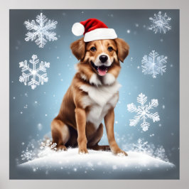Feierlicher Weihnachtsfeiertag Niedlich Happy Dog  Poster