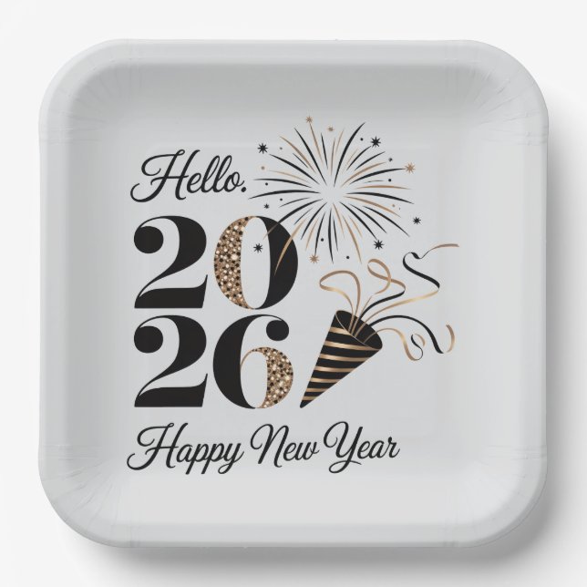 Feierliches 2026 Neujahrsgruß  Pappteller (Vorderseite)