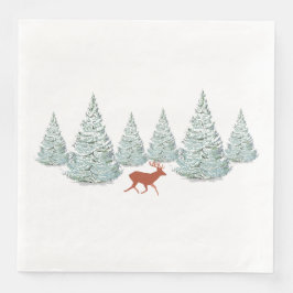 Feierliches Braunes Hirsch unter schneebedeckten B Serviette