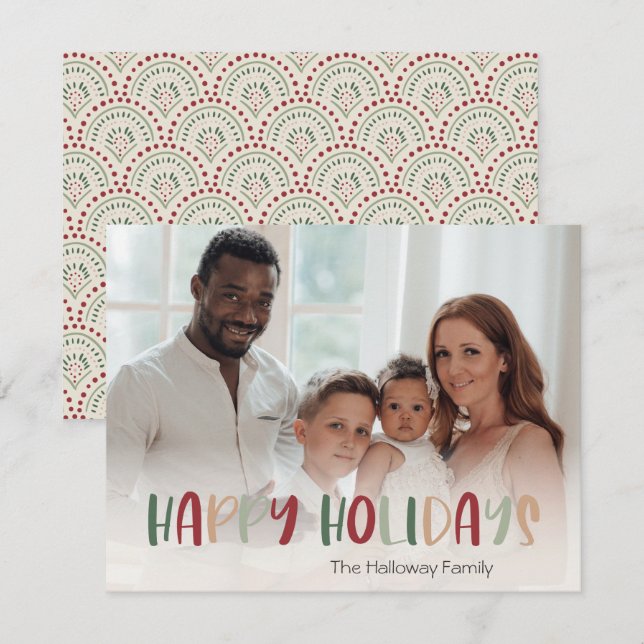 Feierliches bunter Happy Holidays Foto Feiertagskarte (Vorne/Hinten)