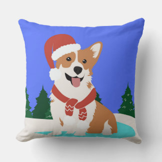 Feierliches Corgi im Winter Wunderland Kissen