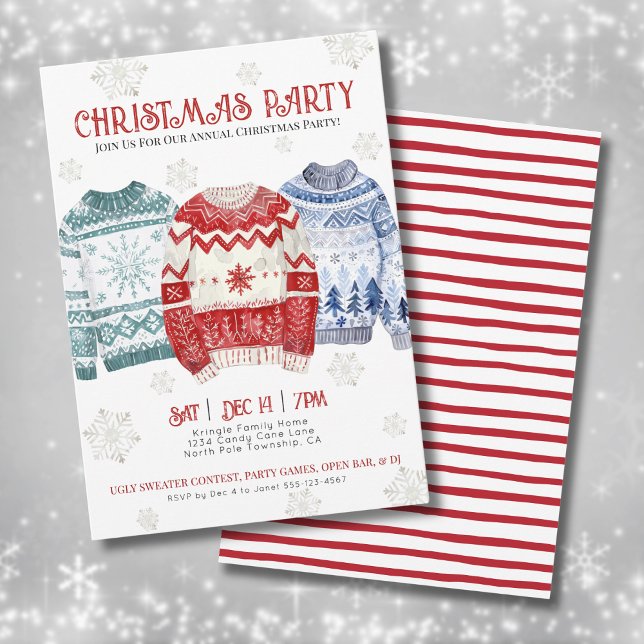 Feierliches farbiges jährliches Weihnachtsfest-Par Einladung (Festive Colorful Annual Christmas Party Invitation)