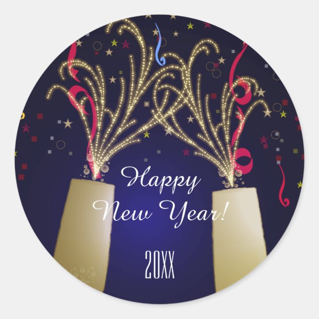 Feierliches Frohes Silvesteraufkleber Runder Aufkleber (Vorderseite)