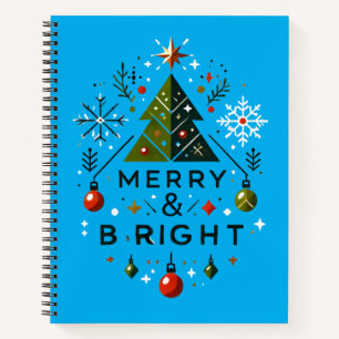 Feierliches fröhliches und helles Weihnachtsbaumde Notizbuch