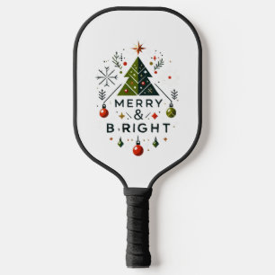 Feierliches fröhliches und helles Weihnachtsbaumde Pickleball Schläger
