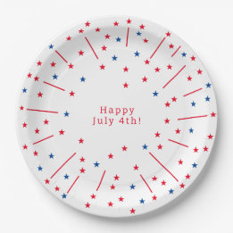 Feierliches Glück 4. Juli Feuerwerk und Sterne Par Pappteller