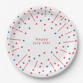 Feierliches Glück 4. Juli Feuerwerk und Sterne Par Pappteller