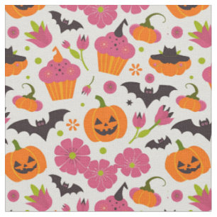 Feierliches Halloween   Kuchen, Kürbis und Flederm Stoff
