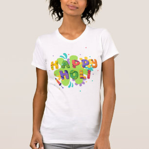 Feierliches Happy Holi farbenfrohe Paint Splashes T-Shirt