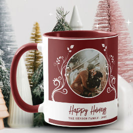 Feierliches Happy Holidays Foliage Red Family Foto Tasse