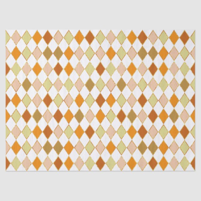 Feierliches Retro Orange Beige Diamant Muster Seidenpapier (Vorderseite)
