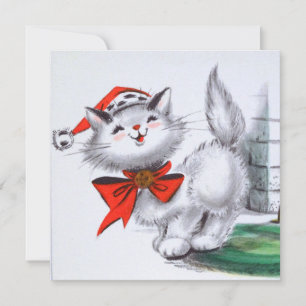 Feierliches Retro-Party Weihnachtskatzengebäck Einladung