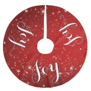 Feierliches Rot, Freude, Weihnachten Polyester Weihnachtsbaumdecke