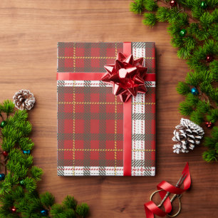 Feierliches Rotes Kariertes Karo Weihnachtsmuster Geschenkpapier