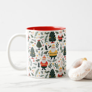 Feierliches Weihnachtsmuster Zweifarbige Tasse