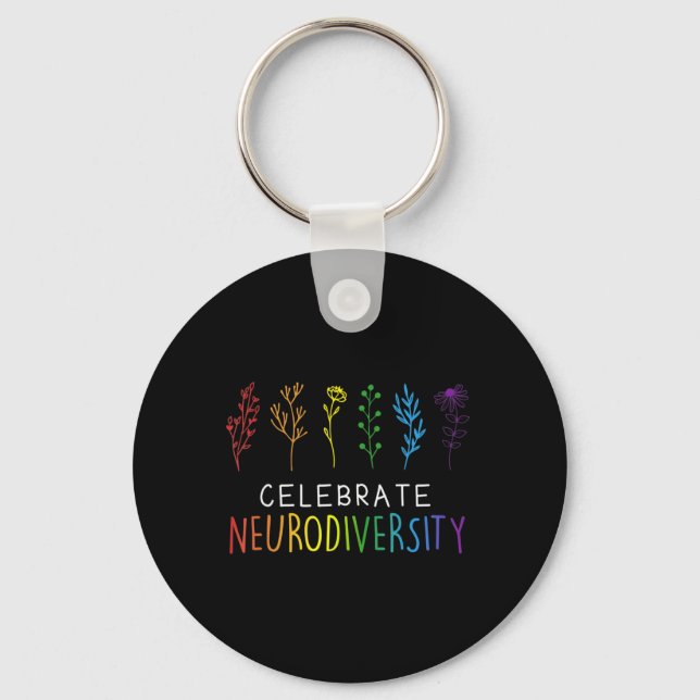 FEIERLICHKEIT NEURODIVERSITY Autismus Blume Schlüsselanhänger (Vorderseite)