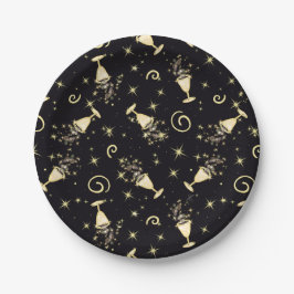 Feierlichkeiten Gold & Black Cocktails & Stars Pappteller