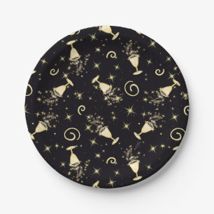 Feierlichkeiten Gold & Black Cocktails & Stars Pappteller