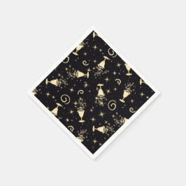Feierlichkeiten Gold & Black Cocktails & Stars Serviette