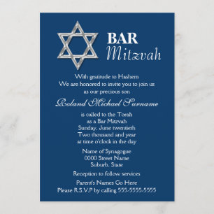 Feierlichkeiten zum blauen silbernen Bar mitzvah Einladung
