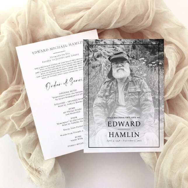 Feierlichkeiten zum Lebensdienstprogramm Einladung (Celebration of life funeral service program, order of service, photo card)