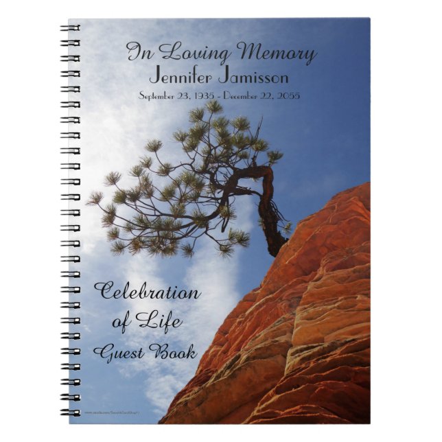 Feierlichkeiten zum Life Guest Book Bonsai Tree in Notizblock (Vorderseite)