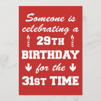 Feiern 29. Geburtstag 31. Einladung RED