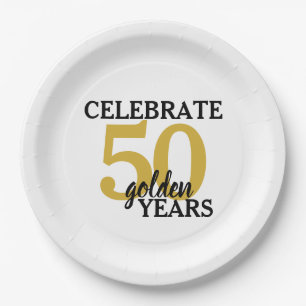 Feiern 50 Goldene Jahre Einfach 50 Jahre Jubiläum Pappteller