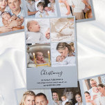 Feiern 8 Foto Vielen Dank, dass Sie Blue behalten Dreifach Gefaltete Karte<br><div class="desc">Foto Dankeschön Karte an Ihre Familie und Gäste nach der Taufe oder Taufe Ihres Kleinen schicken. Das Design hat eine Foto-Collage auf der Vorderseite mit Babyname, Datum und Veranstaltungsort. Auf der Rückseite können Sie Ihre eigenen Überschriften und Text, wie z.B. Pateneltern und Dankeschön Nachricht hinzufügen. Wenn Sie die Karte öffnen,...</div>