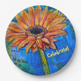 Feiern auf Gerbera Joy Painted Platte Pappteller