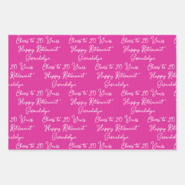 Feiern bis 20 Jahre Pink Lavender Happy Rentierung Geschenkpapier Set