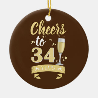 Feiern bis 34 Jahre Champagner Hochzeit Keramik Ornament