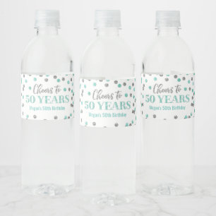 Feiern bis 50 Jahre Aqua Silver Confetti Geburtsta
