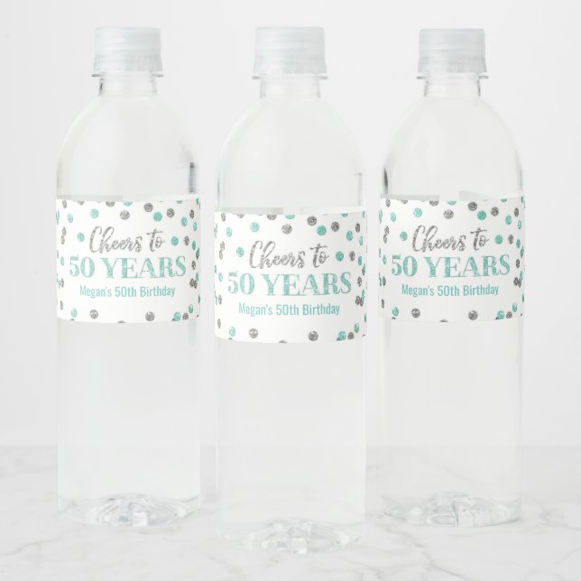 Feiern bis 50 Jahre Aqua Silver Confetti Geburtsta (Flaschen)
