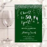 Feiern bis 50 Jahre Geburtstag - Grünes Silber Einladung<br><div class="desc">Einladung zum 50. Geburtstag. Bis 50 Jahre! Elegantes Design in Grün,  Weiß und Silber. Mit Champagnergläsern,  Script-Schriftart und Glitzer silber Konfetti. Ideal für eine stilvolle 50. Geburtstagsfeier. Personalisieren Sie Ihre persönlichen Daten. Kann für jedes Alter angepasst werden.</div>