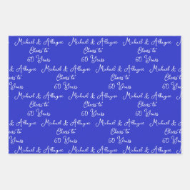 Feiern bis 60 Jahre Royal Blue 60 Jahre Geschenkpapier Set