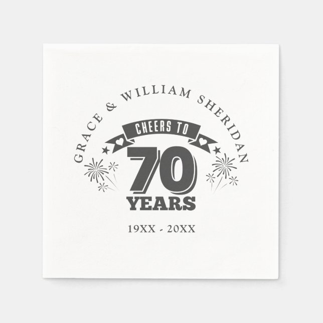 Feiern bis zum 70. Hochzeitstag Serviette (Vorderseite)