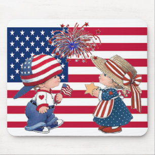 Feiern der amerikanischen Flagge Mousepad