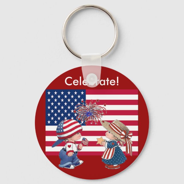 Feiern der amerikanischen Flagge Schlüsselanhänger (Vorderseite)