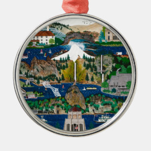 Feiern der Columbia River Schlucht Silbernes Ornament