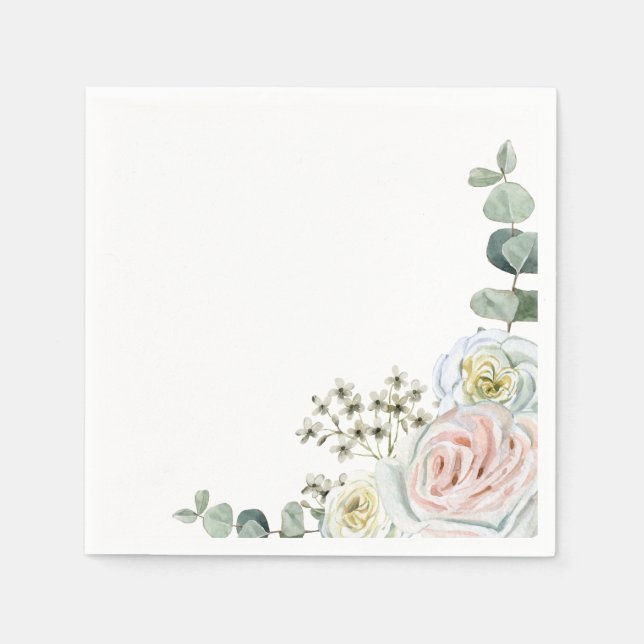 Feiern der Liebe Aquarell Rose Detail Serviette (Vorderseite)