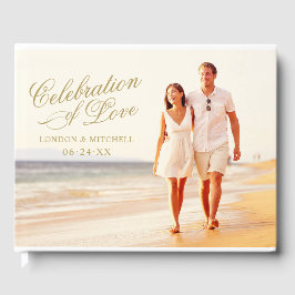 Feiern der Liebe Elegantes Gold Wedding Foto Gästebuch