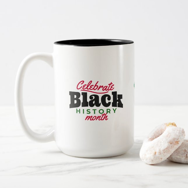 Feiern der Schwarzen Geschichte Kaffeemaschine Tas Zweifarbige Tasse (Mit Donut)