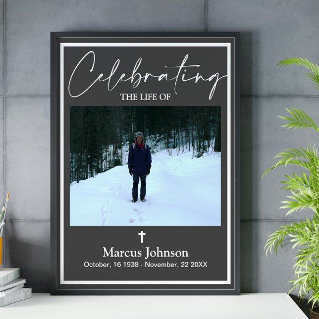 Feiern des Lebens 18x24 Dunkelgraue Beerdigung Pos Poster (Von Creator hochgeladen)