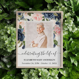 Feiern des Life Foto Navy Pink Floral Memorial